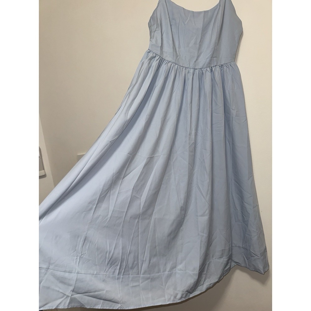 Women Spaghetti Strap Sleeveless High Waist Ruffle A-line Cotton Poplin (L/XL) - Picture 6 of 9